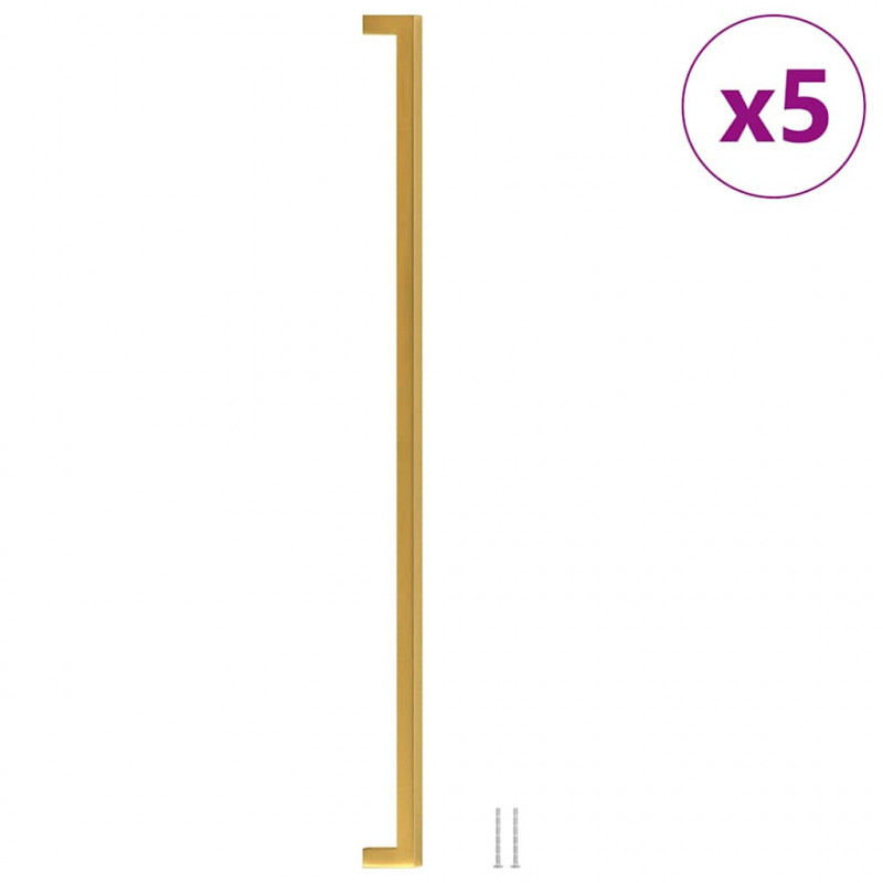Uchwyty do szafek, 5 szt., złote, 480 mm, stal nierdzewna