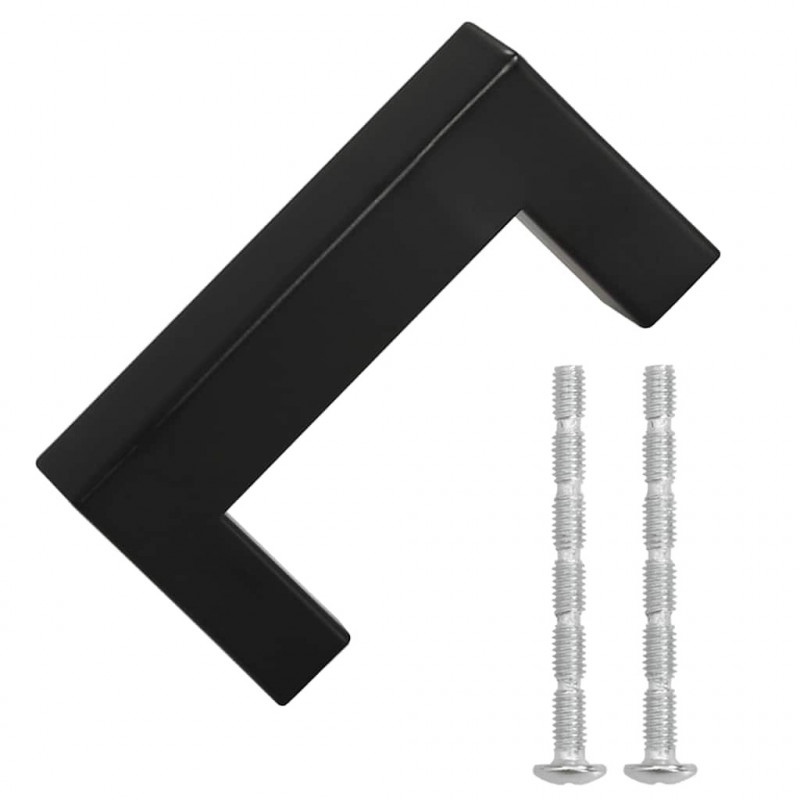 Uchwyty do szafek, 10 szt., czarne, 64 mm, stal nierdzewna