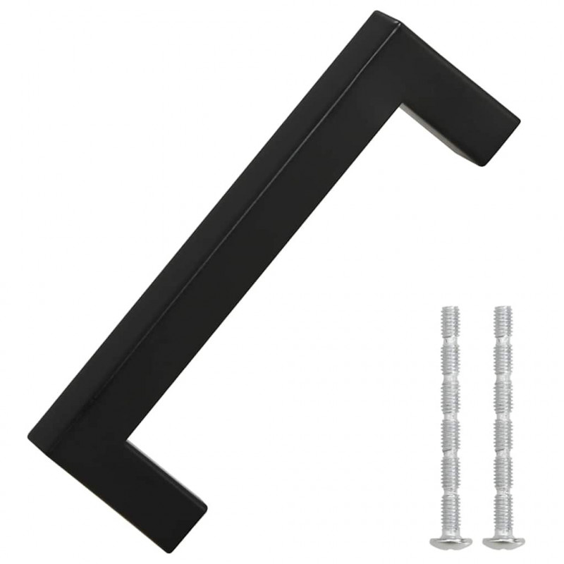 Uchwyty do szafek, 10 szt., czarne, 96 mm, stal nierdzewna