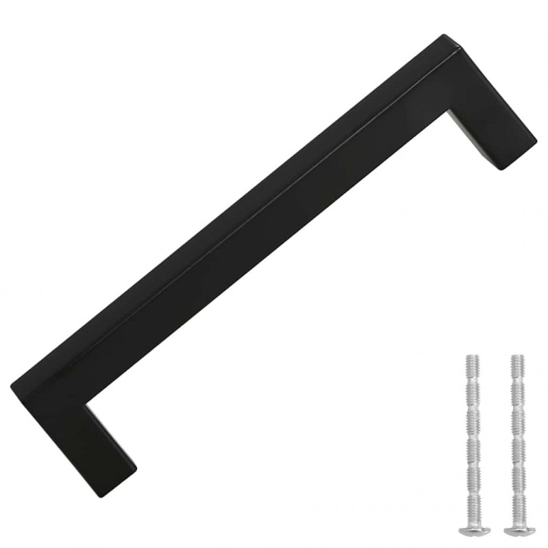 Uchwyty do szafek, 10 szt., czarne, 128 mm, stal nierdzewna
