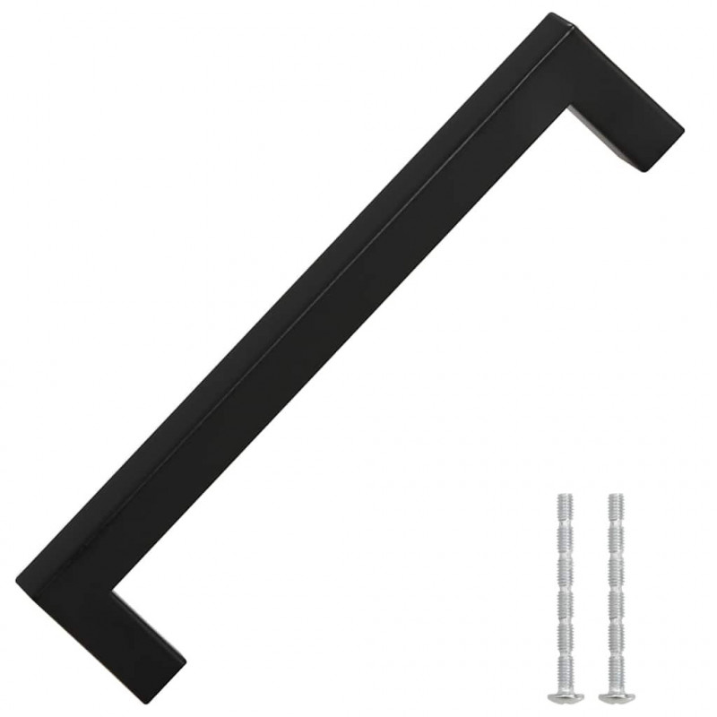 Uchwyty do szafek, 10 szt., czarne, 160 mm, stal nierdzewna
