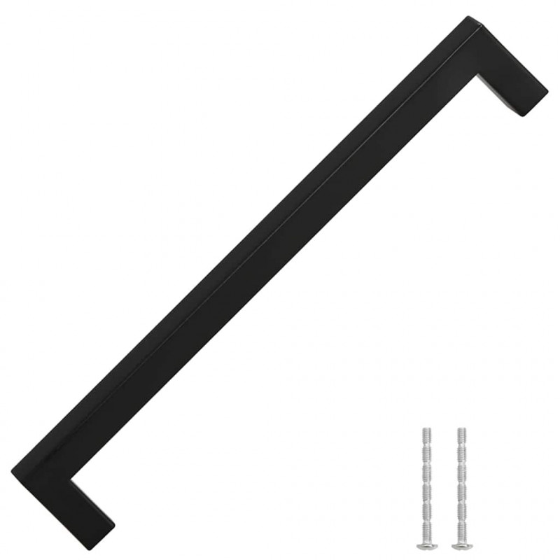 Uchwyty do szafek, 5 szt., czarne, 224 mm, stal nierdzewna