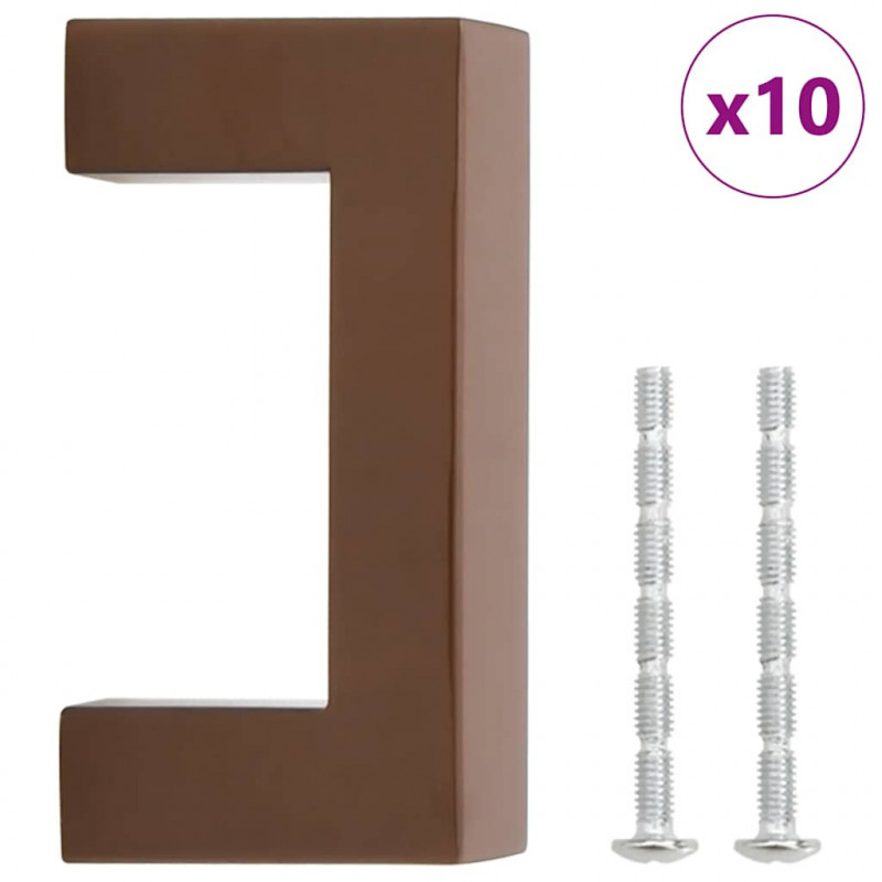 Uchwyty do szafek, 10 szt., brąz, 64 mm, stal nierdzewna
