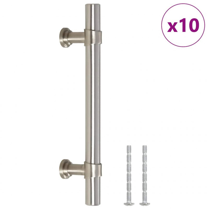 Uchwyty do szafek, 10 szt., srebrne, 96 mm, stal nierdzewna
