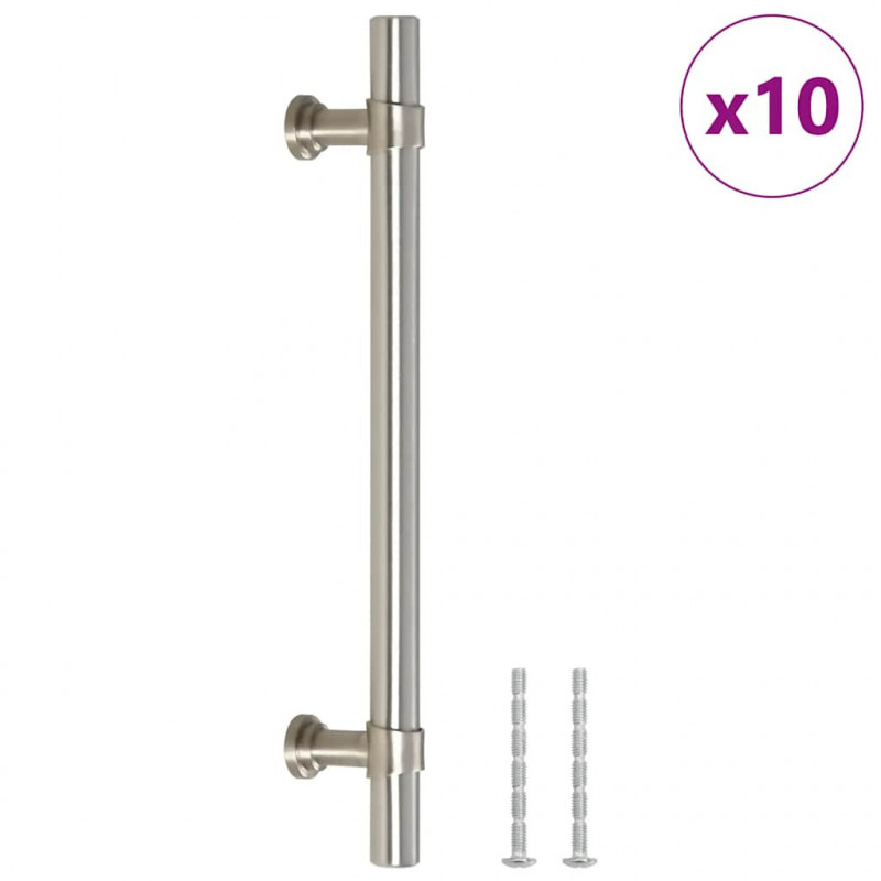Uchwyty do szafek, 10 szt., srebrne, 128 mm, stal nierdzewna