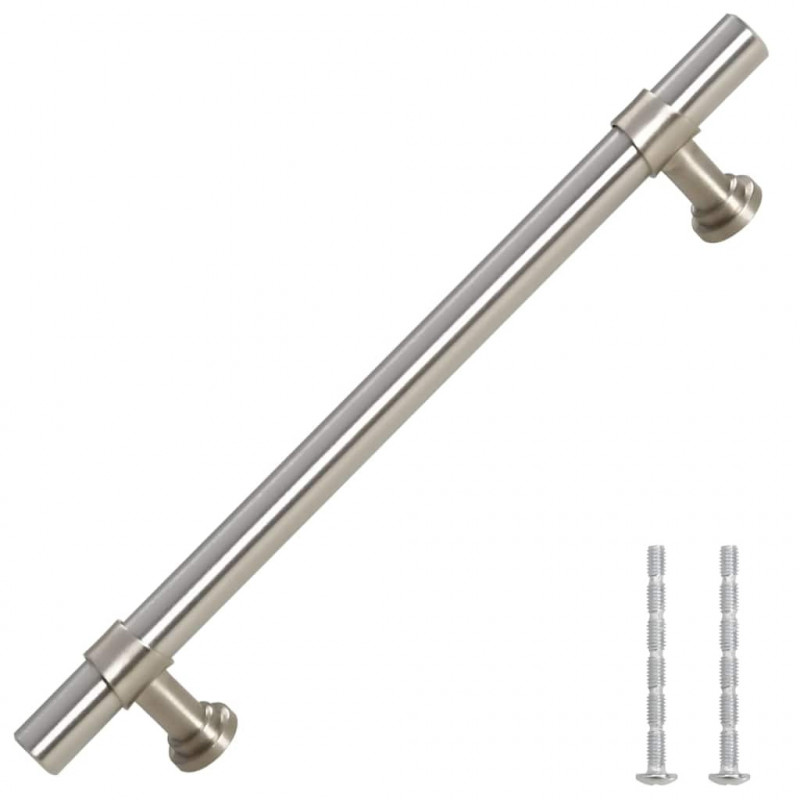 Uchwyty do szafek, 10 szt., srebrne, 128 mm, stal nierdzewna