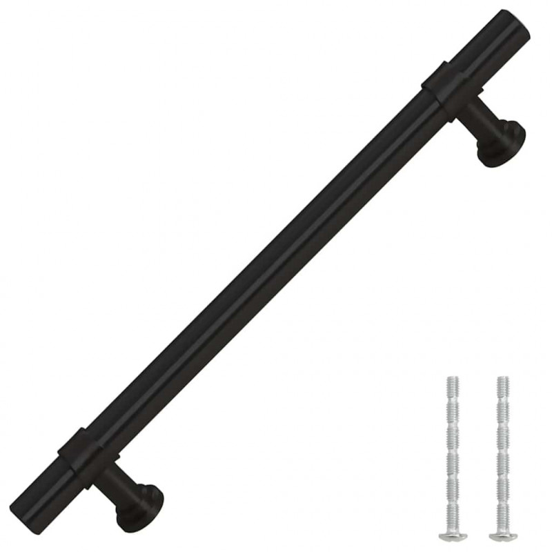 Uchwyty do szafek, 10 szt., czarne, 128 mm, stal nierdzewna