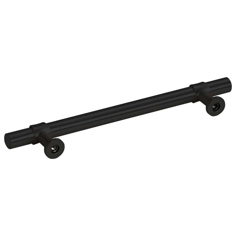 Uchwyty do szafek, 10 szt., czarne, 128 mm, stal nierdzewna