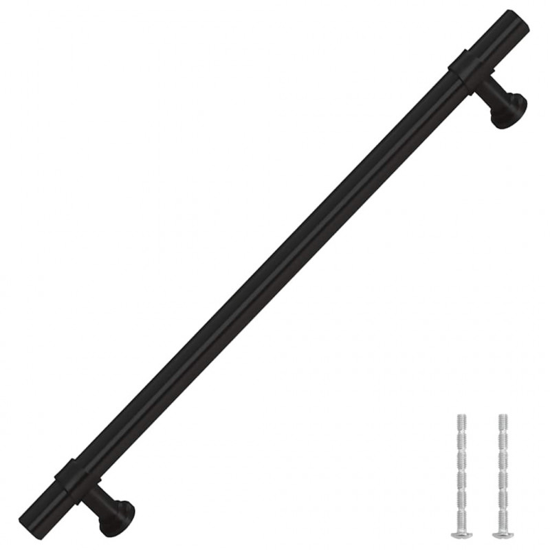 Uchwyty do szafek, 5 szt., czarne, 192 mm, stal nierdzewna