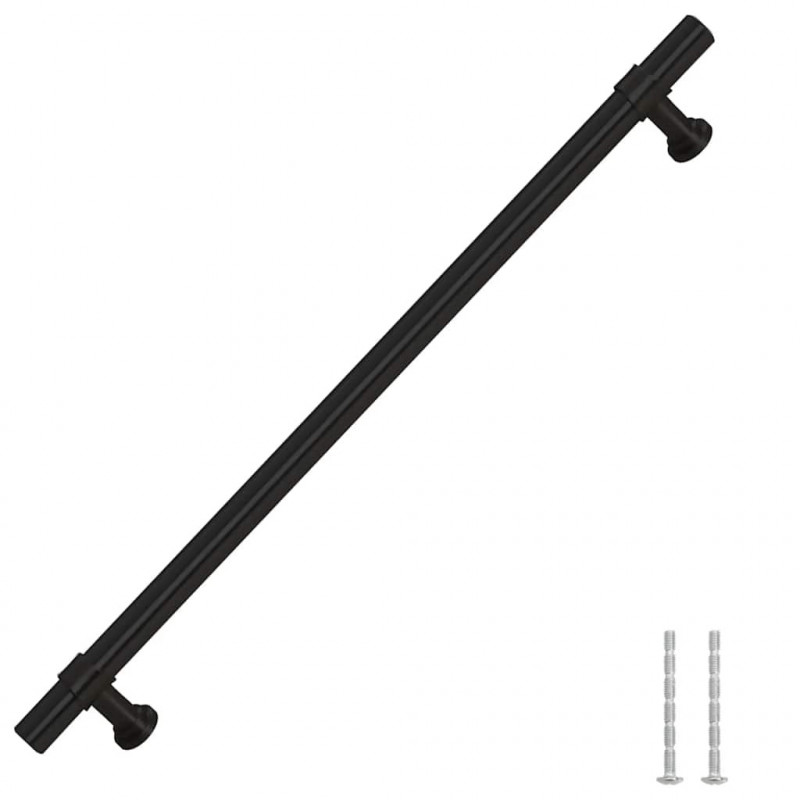 Uchwyty do szafek, 5 szt., czarne, 224 mm, stal nierdzewna