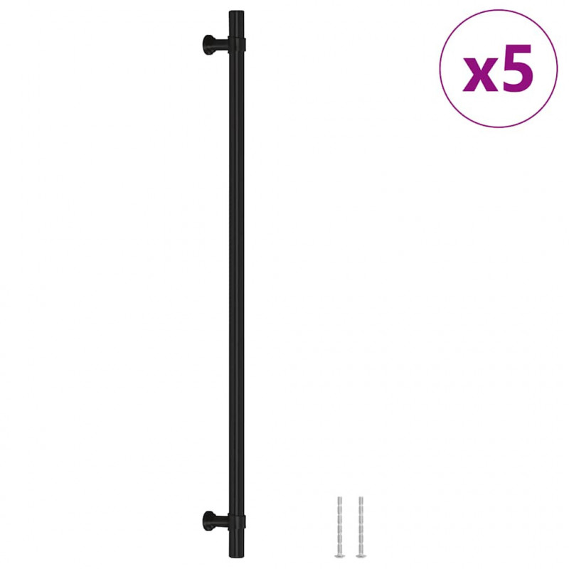 Uchwyty do szafek, 5 szt., czarne, 320 mm, stal nierdzewna