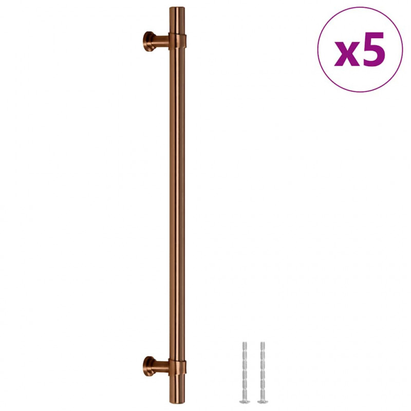 Uchwyty do szafek, 5 szt., brąz, 480 mm, stal nierdzewna