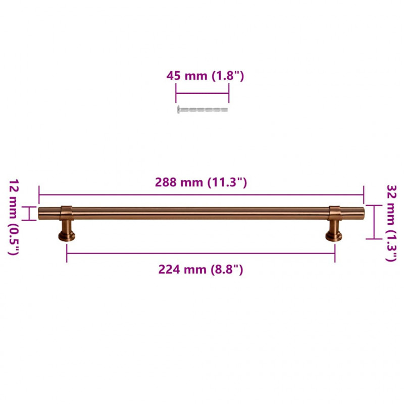 Uchwyty do szafek, 5 szt., brąz, 480 mm, stal nierdzewna