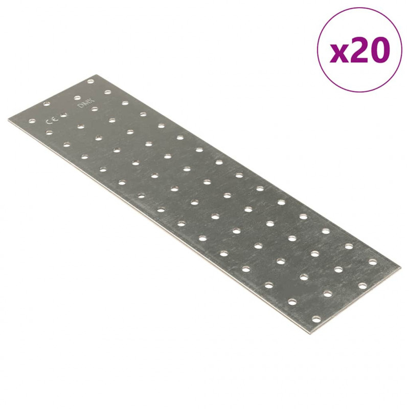 Płytki perforowane, 20 szt., 2 mm, 300x80 mm, stal ocynkowana