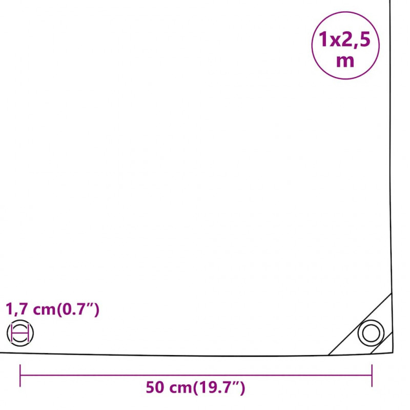 Plandeka, szara, 1x2,5 m, 650 g/m²