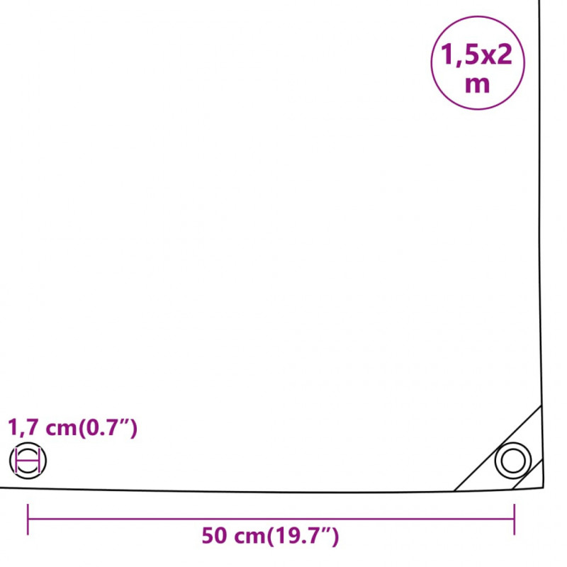 Plandeka, szara, 1,5x2 m, 650 g/m²