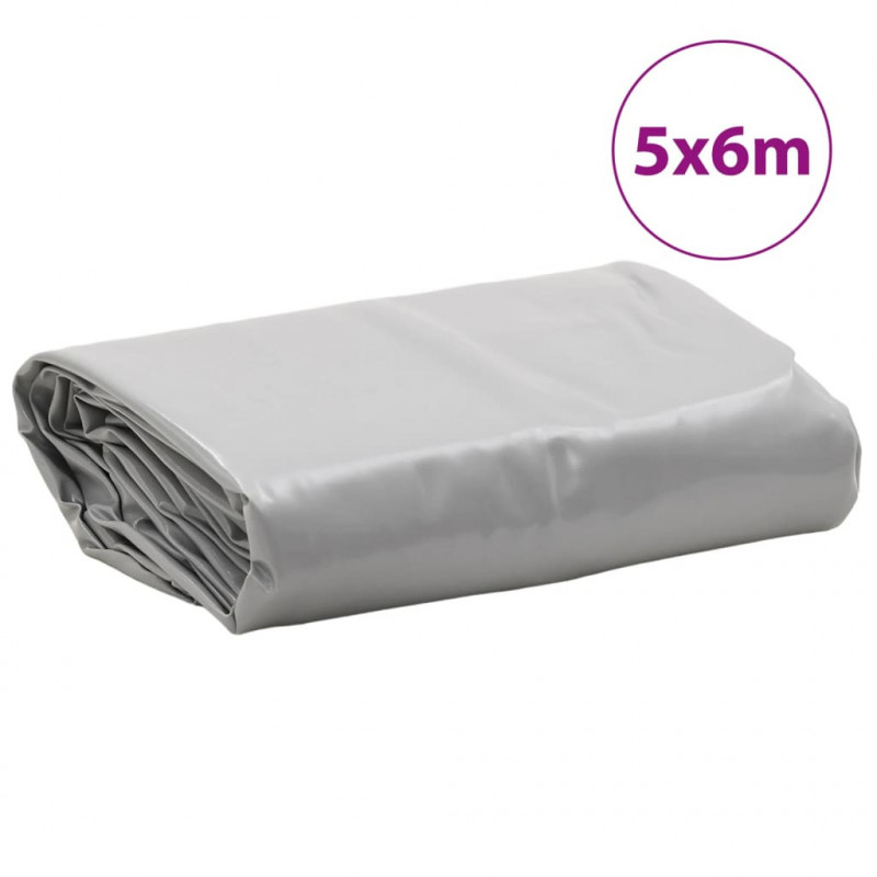 Plandeka, szara, 5x6 m, 650 g/m²