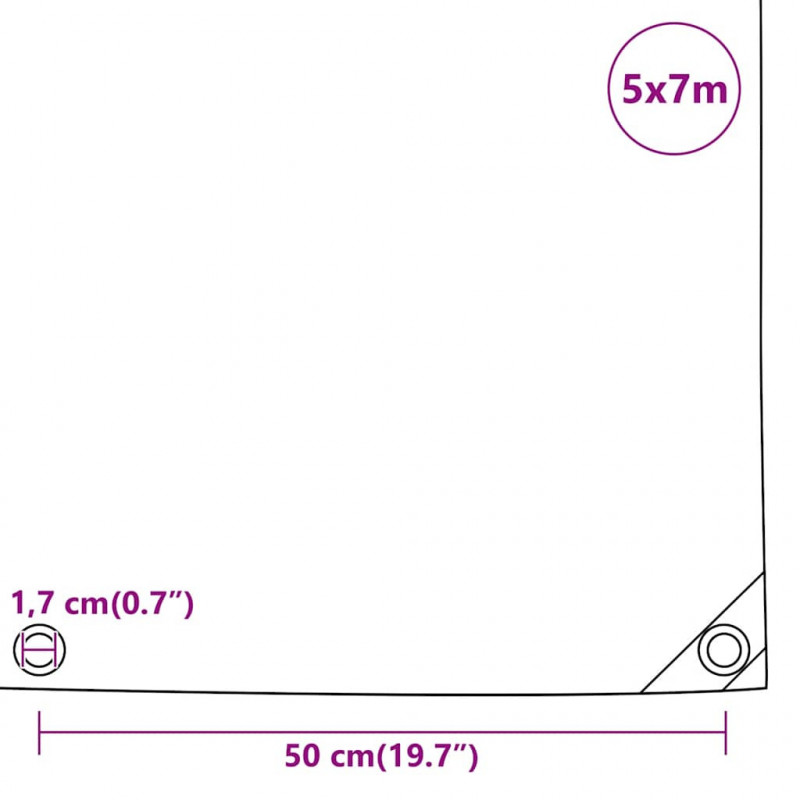 Plandeka, szara, 5x7 m, 650 g/m²