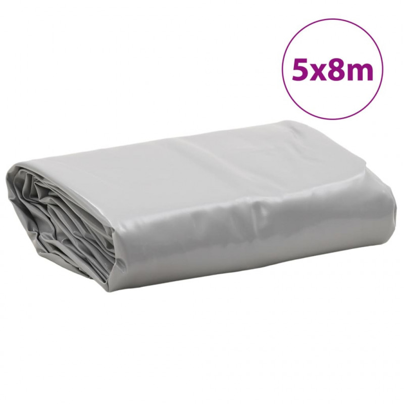 Plandeka, szara, 5x8 m, 650 g/m²