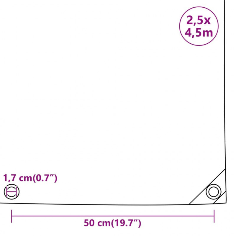 Plandeka, czarna, 2,5x4,5 m, 650 g/m²