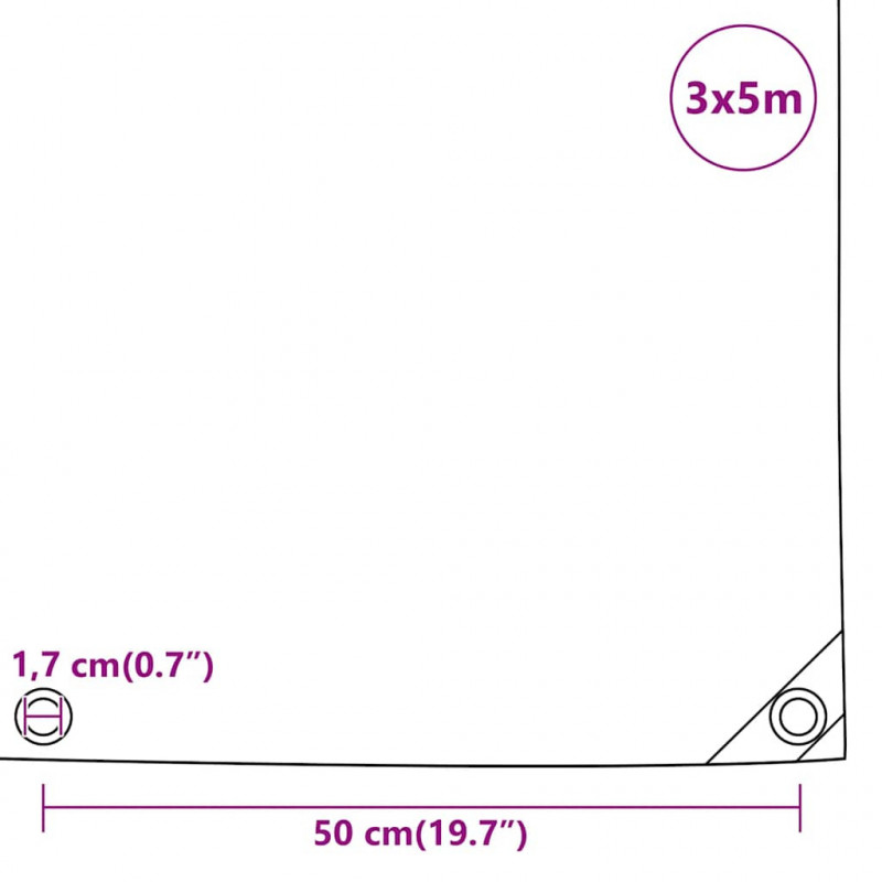 Plandeka, antracytowa, 3x5 m, 650 g/m²