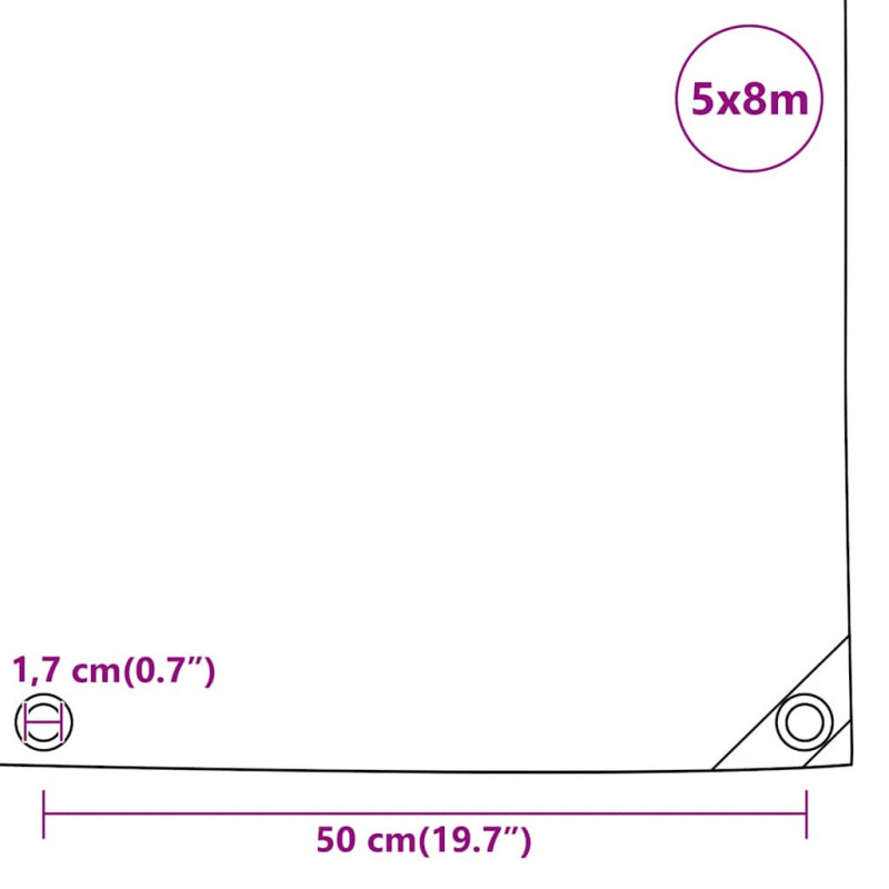 Plandeka, antracytowa, 5x8 m, 650 g/m²
