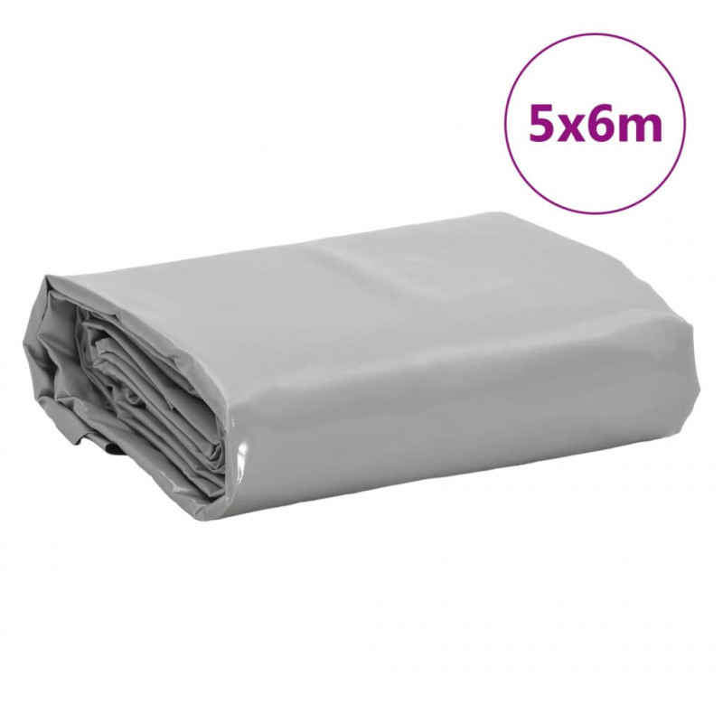 Plandeka, szara, 5x6 m, 650 g/m²