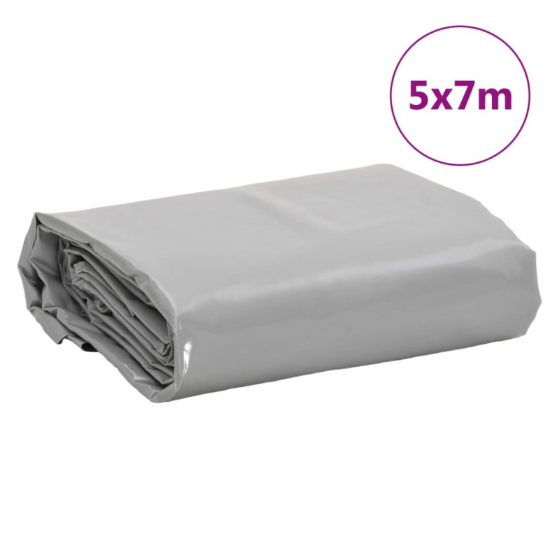 Plandeka, szara, 5x7 m, 650 g/m²