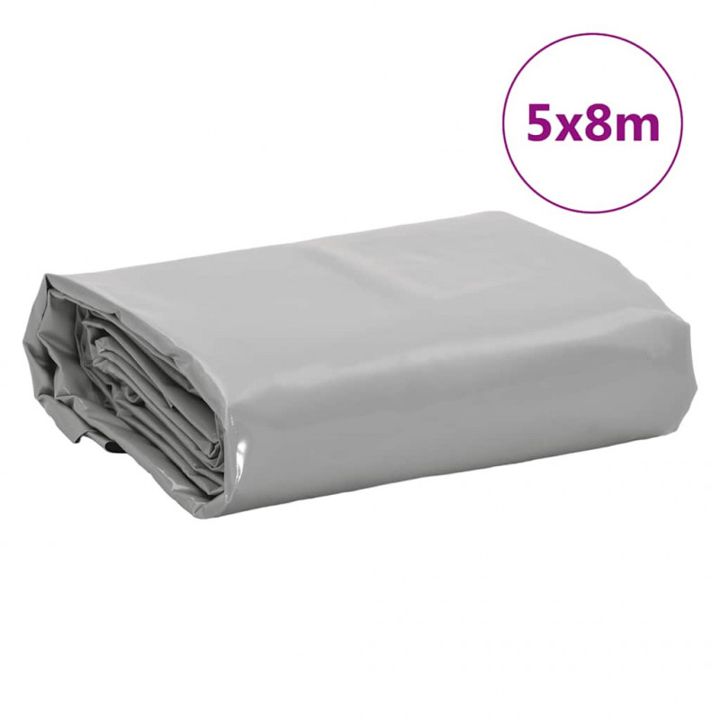 Plandeka, szara, 5x8 m, 650 g/m²