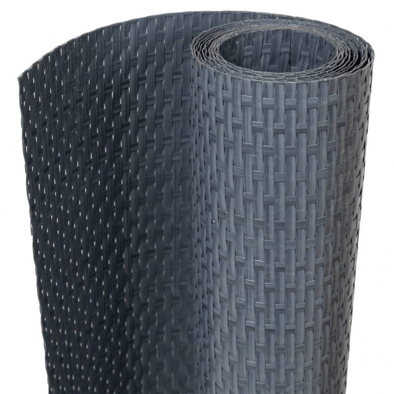 Parawan balkonowy, antracytowy, 600x80 cm, polirattan