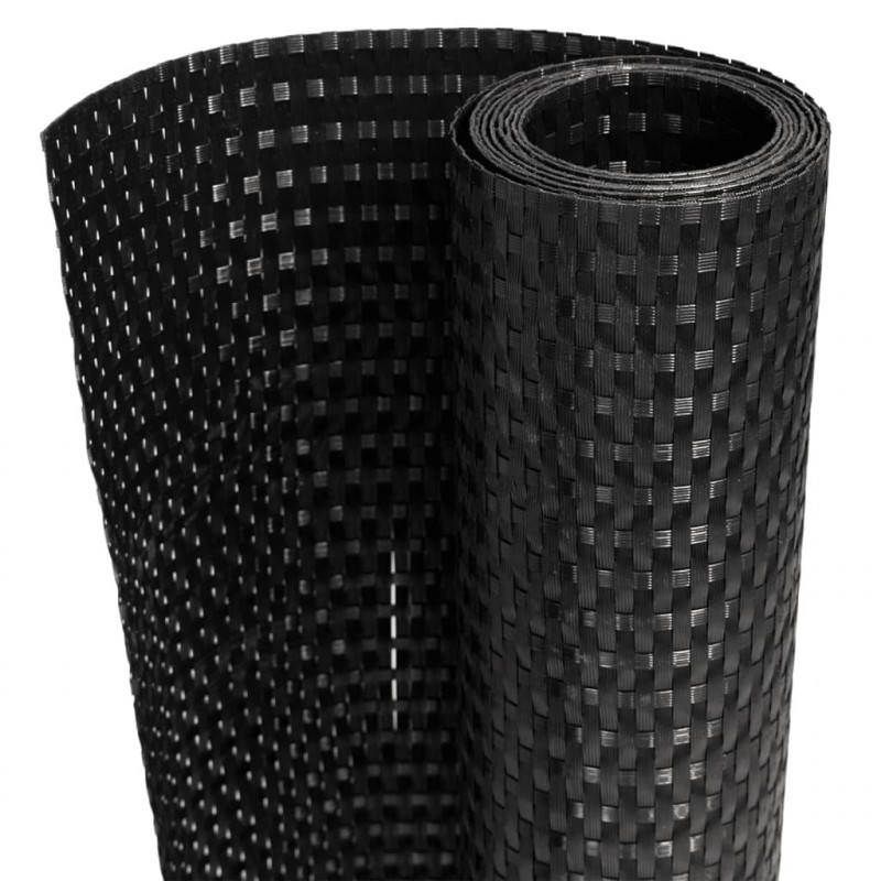 Parawan balkonowy, czarny, 600x80 cm, polirattan