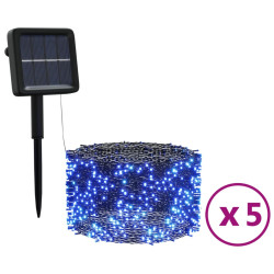 Solarne lampki dekoracyjne, 5 szt., 5x200 LED, niebieskie