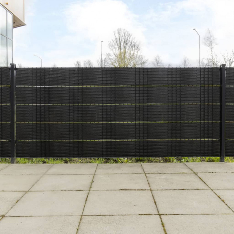 Parawany balkonowe, 5 szt., czarne, 255x19 cm, rattan PE