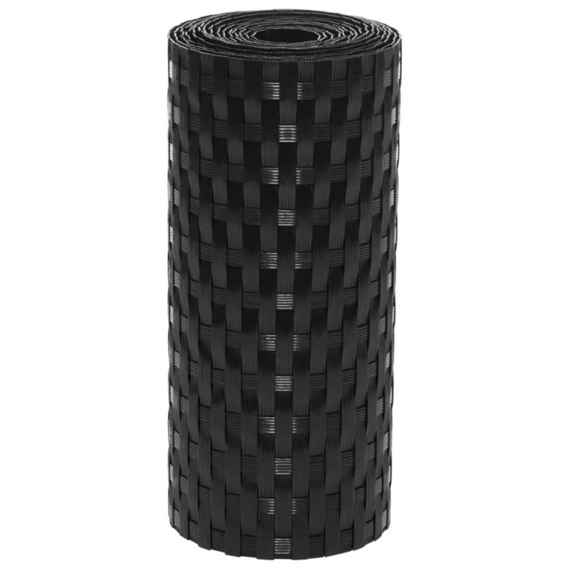 Parawany balkonowe, 5 szt., czarne, 255x19 cm, rattan PE