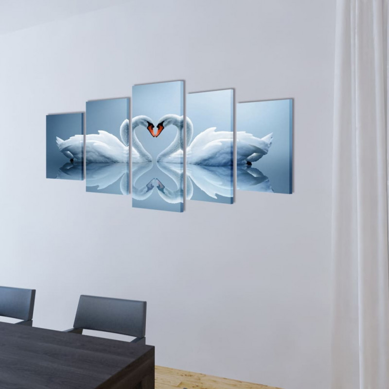 Zestaw obrazów Canvas 100 x 50 cm Łabędzie