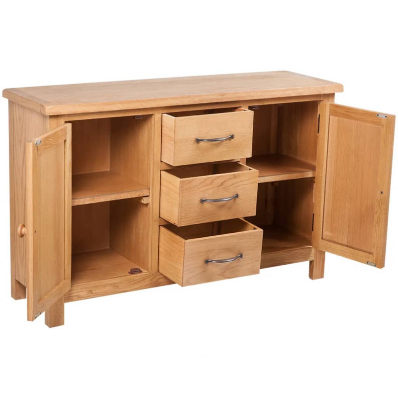 Komoda z 3 szufladami, 110 x 33,5 x 70 cm, lite drewno dębowe