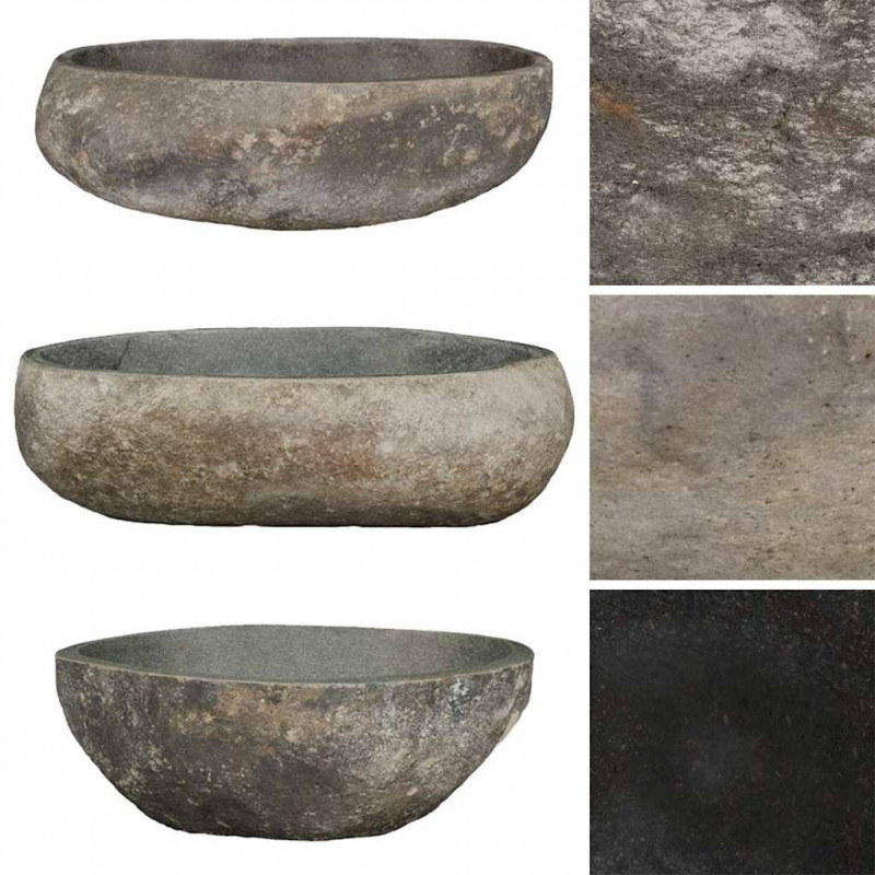 Umywalka z kamienia rzecznego, owalna, (45-53)x(34-41) cm