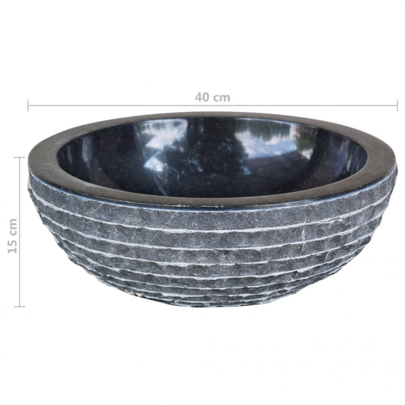 Umywalka marmurowa, 40 cm, czarny