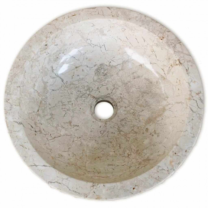Umywalka marmurowa, 40 cm, kremowa