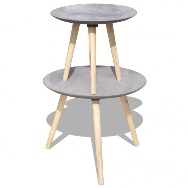 Zestaw dwóch stolików, 55 i 44 cm, betonowa szarość