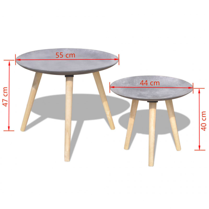 Zestaw dwóch stolików, 55 i 44 cm, betonowa szarość