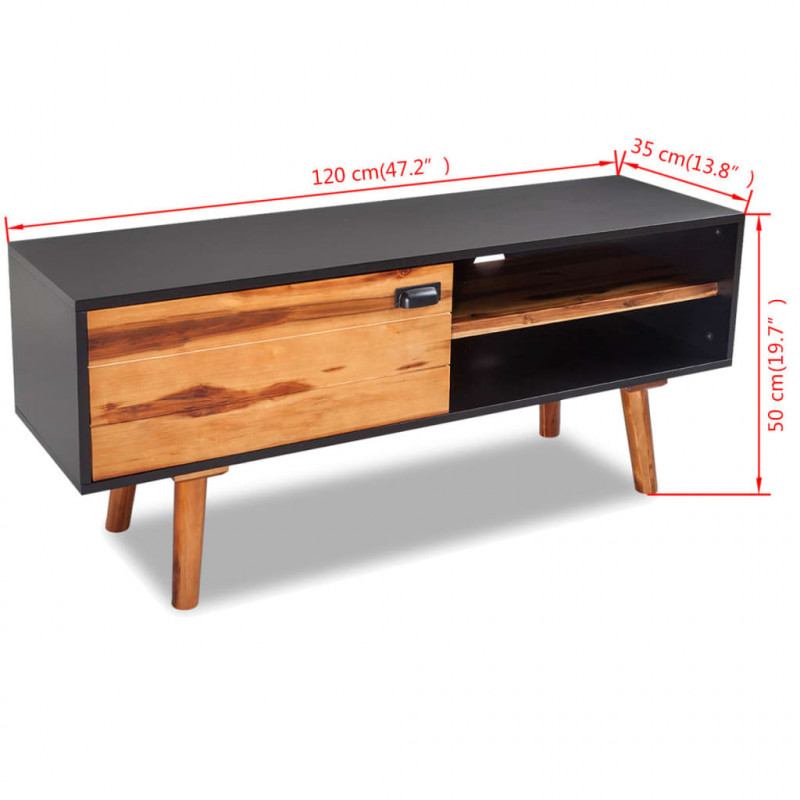 Szafka pod TV z drewna akacjowego 120x35x45cm