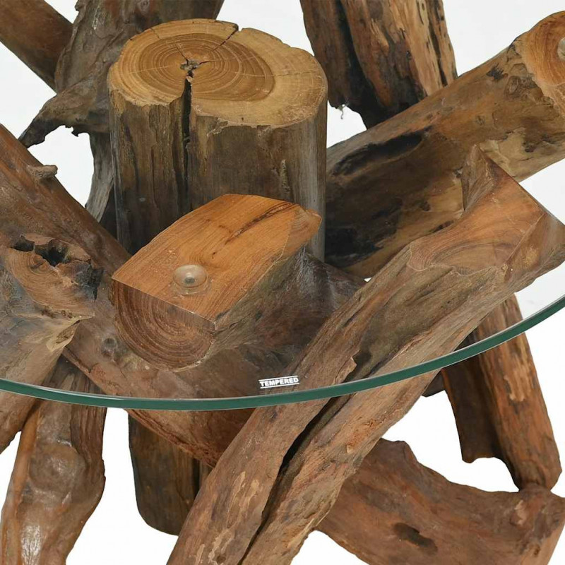 Stolik kawowy z drewna tekowego patynowanego wodą, 60 cm
