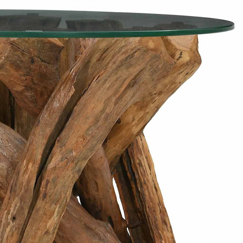 Stolik kawowy z drewna tekowego patynowanego wodą, 60 cm