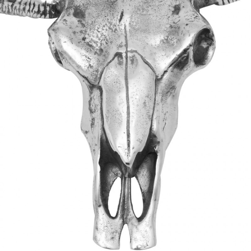 Czaszka/Głowa dekoracyjna na ścianę, aluminium, srebrna