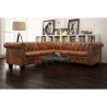 Sofa Chesterfield, pięcioosobowa, brązowa, sztuczna skóra