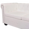 Sofa Chesterfield sześcioosobowa biała, sztuczna skóra