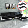 Sofa narożna z funkcją rozkładania, sztuczna skóra, czarna