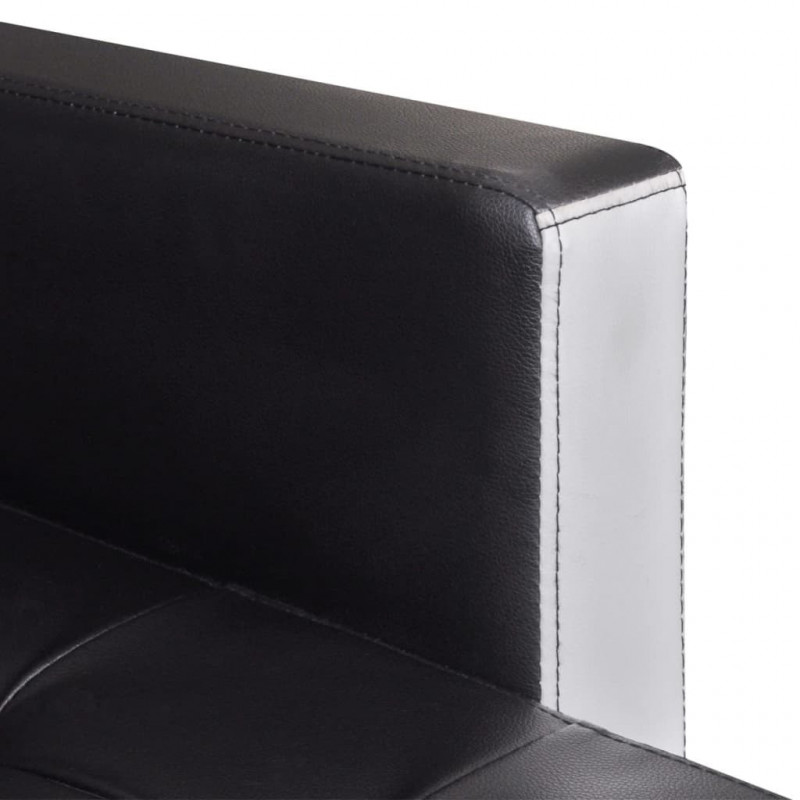 Sofa narożna z funkcją rozkładania, sztuczna skóra, czarna