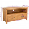 Szafka pod telewizor, 90 x 35 x 48 cm, lite drewno dębowe